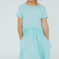 Aqua Short Sleeve Pocket Twirl Dress