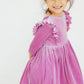 Carnation Pink Velvet Ruffle Twirl Dress