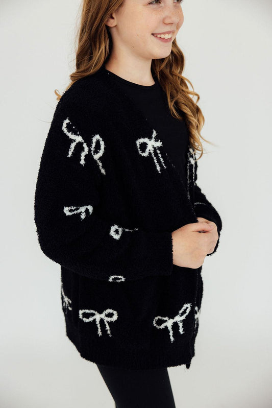 Black Bow Cozy Cardigan