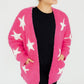 Bright Pink Star Cozy Cardigan