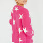 Bright Pink Star Cozy Cardigan