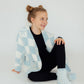 Light Blue Checker Bow Cozy Cardigan