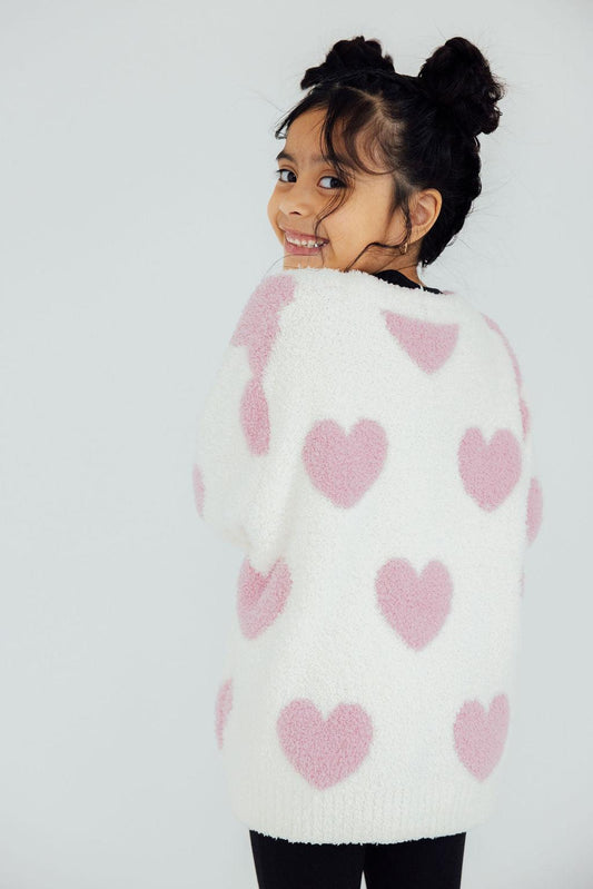 Light Pink Heart Cozy Cardigan