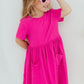 Hot Pink Short Sleeve Pocket Twirl Dress
