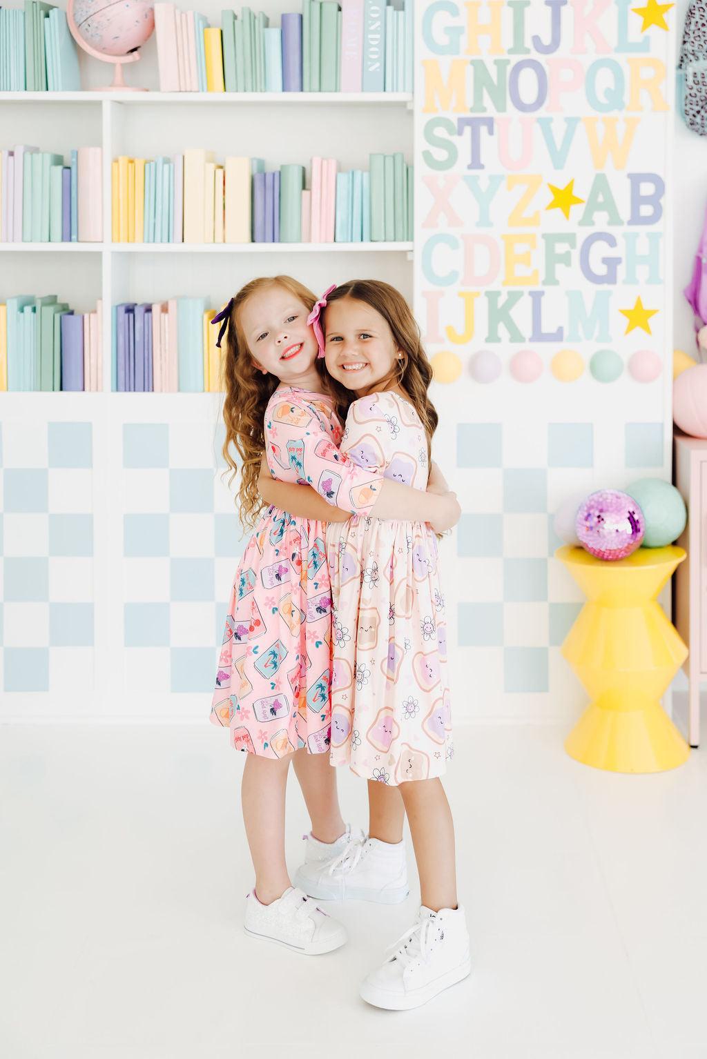 Peanut Butter Jelly Time Short Sleeve Pocket Twirl Dress