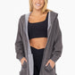Everyday Flow Fleece Hooded Cardigan- Black