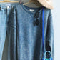 Laina Mineral Washed French Terry Sweatshirt- Denim (Size Small)