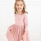 Vintage Pink 3/4 Sleeve Pocket Twirl Dress