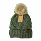 C.C. Bobble Knit Fur Pom Beanie- 10 Colors