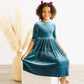 Denim Blue Velvet Twirl Dress