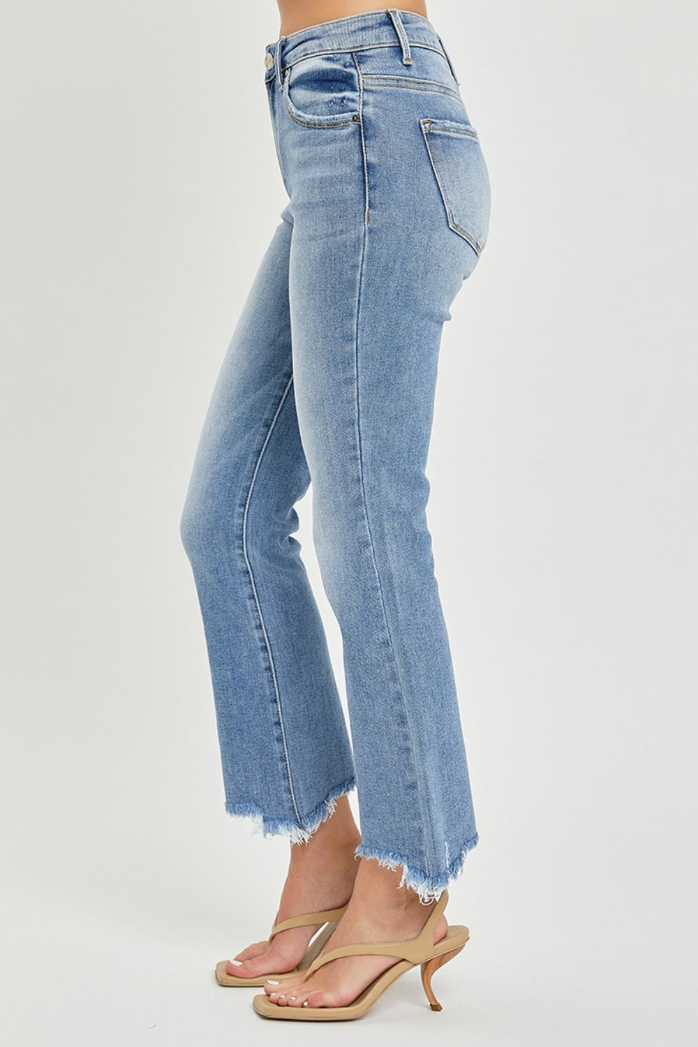 RISEN Kiara Frayed Hem Cropped Straight Jeans