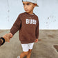 Bubs Chenille Child Waffle Sleeve Crewneck - Faded Mocha