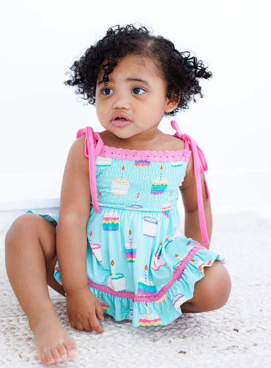 Harlow Smocked Birdie Twirl Romper