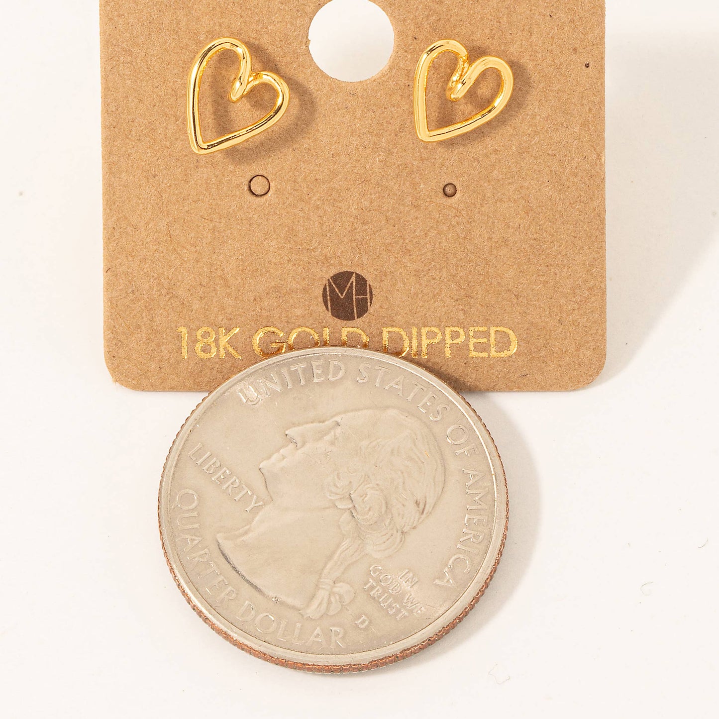 Heart of Gold Wire Heart Stud Earrings