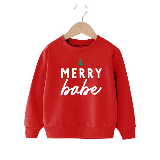 Merry Babe Tree Pullover Christmas Kids- Red (Size 7T)