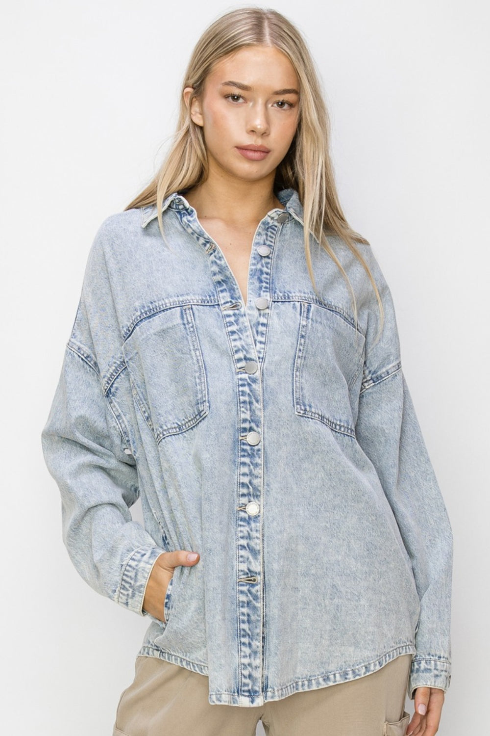 RISEN Tabatha Button Up Long Sleeve Shacket