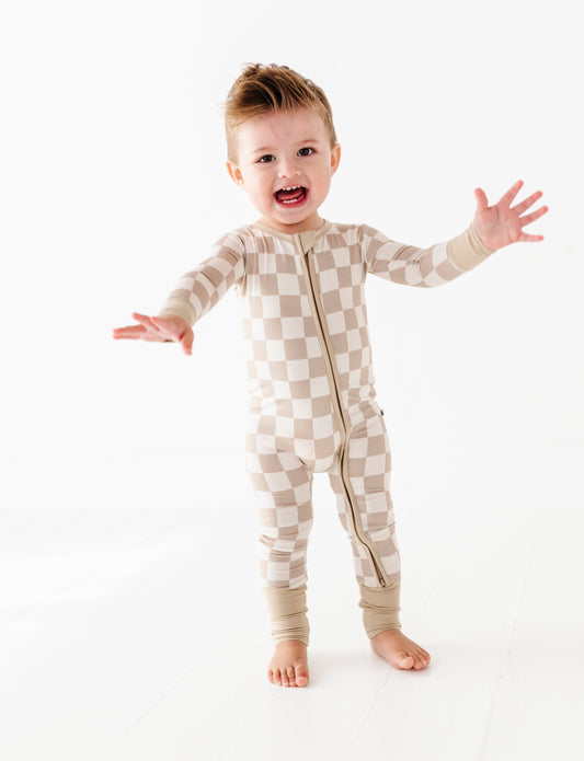 Oat Check Convertible Zip Pajama