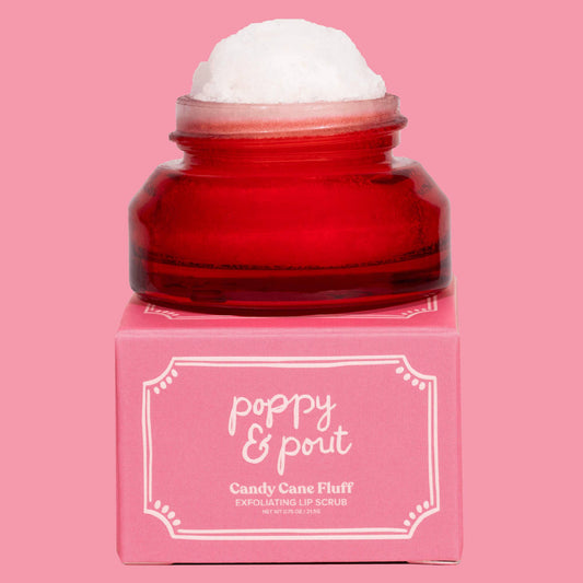 Poppy & Pout Candy Cane Fluff Lip Scrub, Limited Holiday Edition