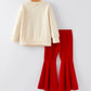 Christmas Letter Applique Top + Flared Pants Outfit Set