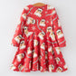 TS Christmas Print Red Girls Milk Silk Dress