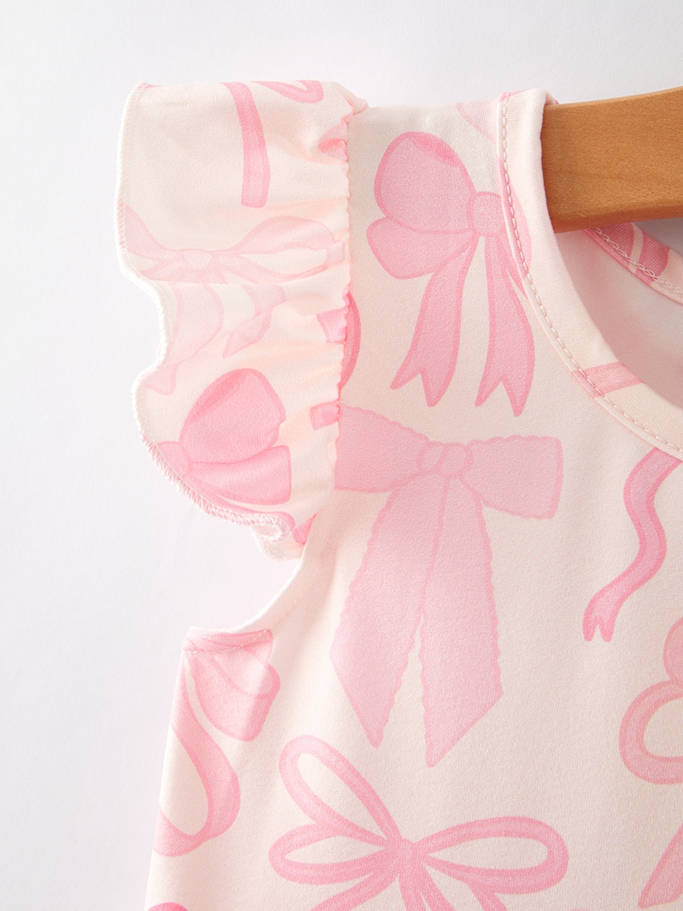 Bow Print Flutter Sleeve Girls Dress