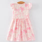 Bow Print Flutter Sleeve Girls Dress