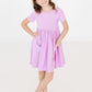 Bright Lilac Short Sleeve Pocket Twirl Dress