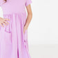 Bright Lilac Short Sleeve Pocket Twirl Dress