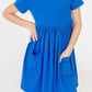 Royal Blue Short Sleeve Pocket Twirl Dress