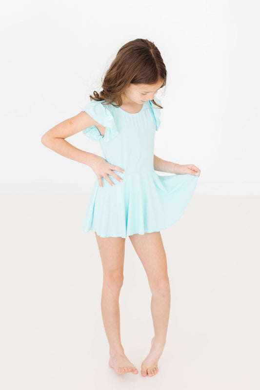 Aqua Short Sleeve Twirl Leotard