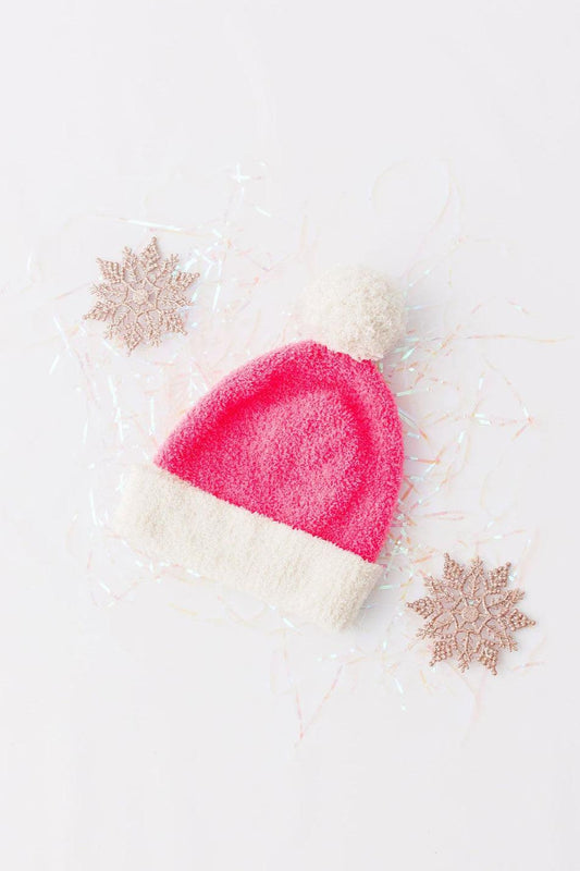 Bright Pink Cozy Pom Beanie