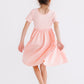 Peach Short Sleeve Pocket Twirl Dress