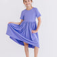 Periwinkle Short Sleeve Pocket Twirl Dress
