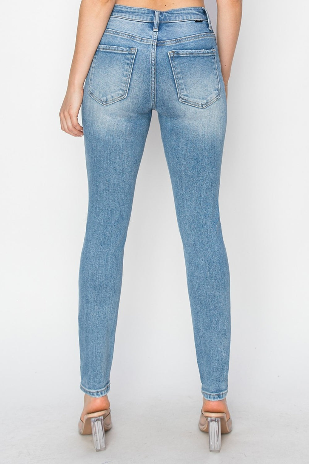 Risen Clara High Rise Knee Distressed Skinny Jeans