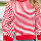 Kara Red And White Stripe Waffle Pullover