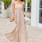 Adele Natural Palm Print Maxi Dress