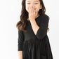 Black 3/4 Sleeve Pocket Twirl Dress