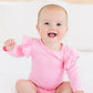 Bubblegum Pink Long Sleeve Flutter Bodysuit