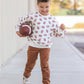 Football Print Cotton Crewneck Sweatshirt