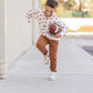 Football Print Cotton Crewneck Sweatshirt