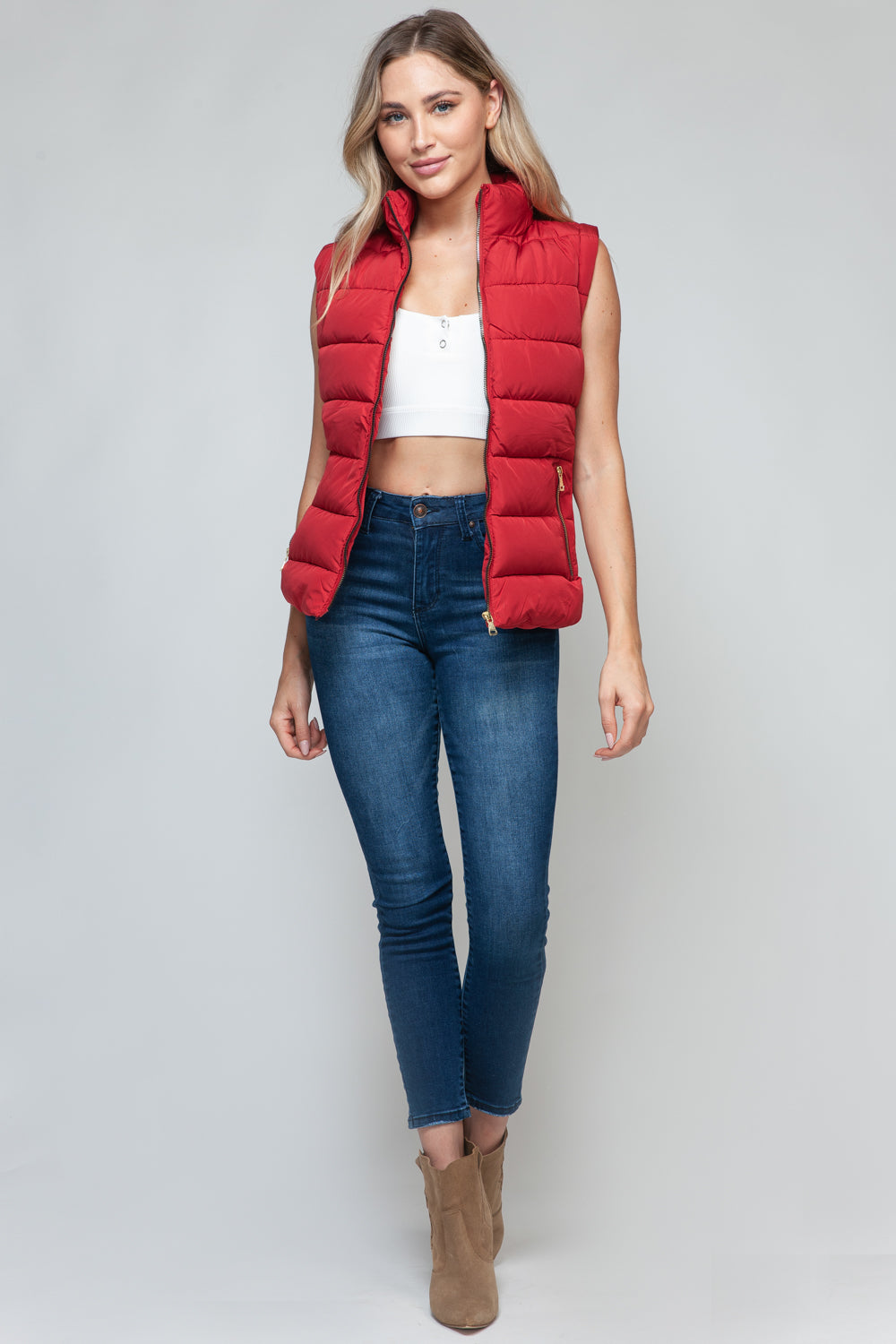 Apres Ski Zip Up Vest- Red