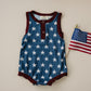 Navy Stars Henley Bamboo Romper