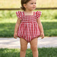 Summer Plaid Smocked Ruffled Romper