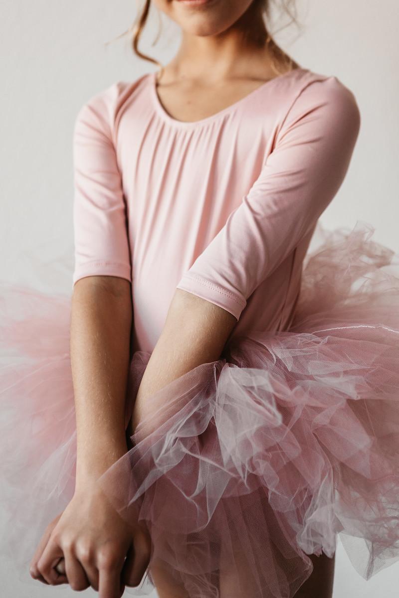 Vintage Pink 3/4 Sleeve Tutu Leotard