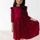 Burgundy Ruffle Twirl Dress