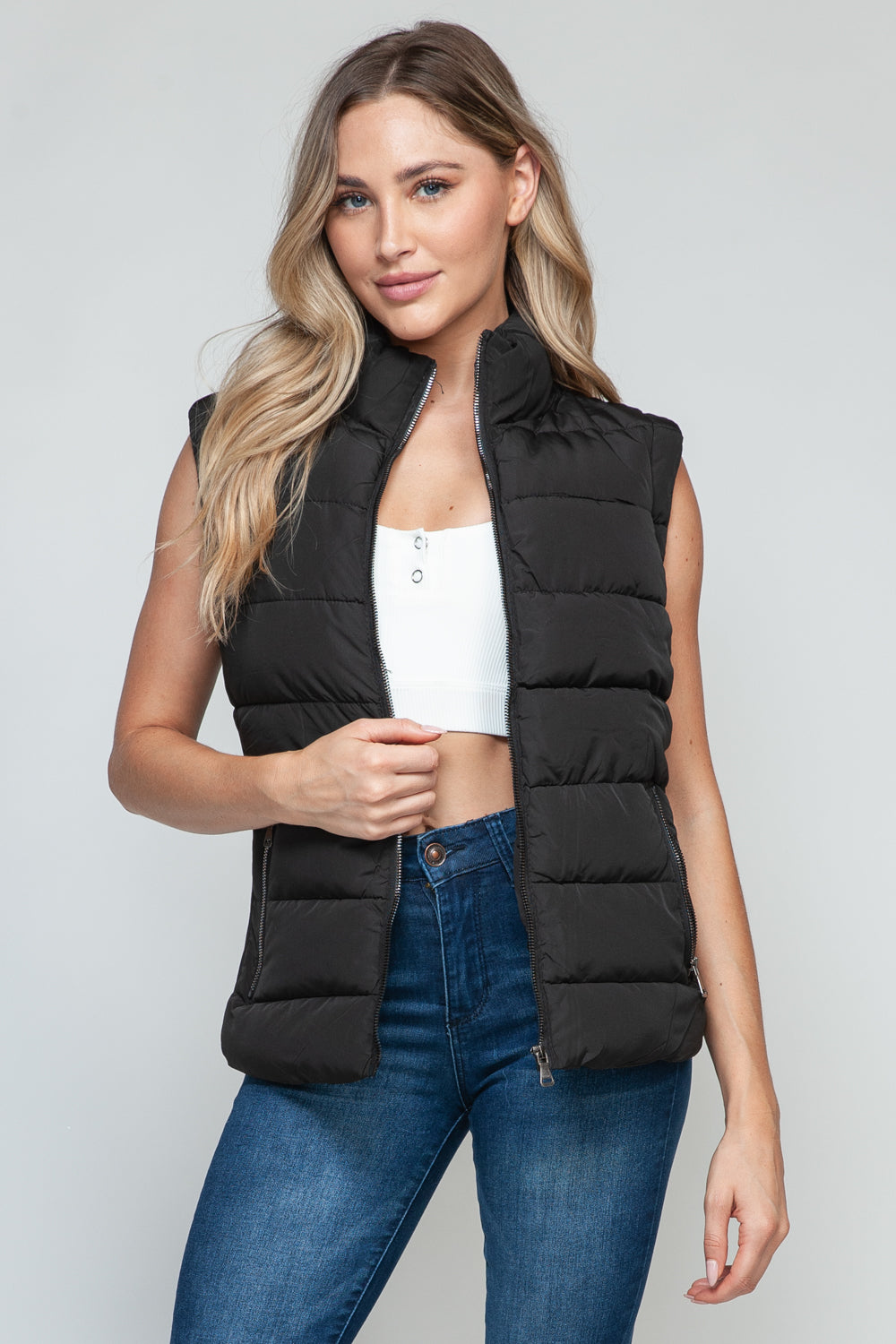 Apres Ski Zip Up Vest- Black