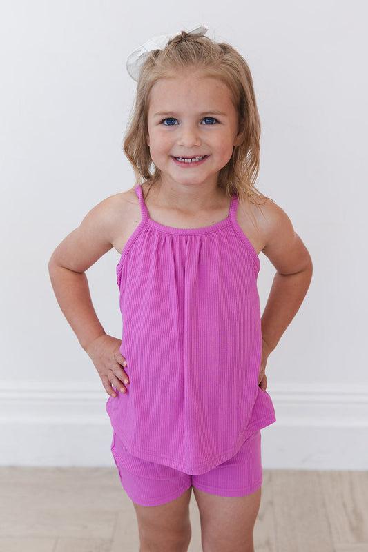 Rainbow Royal Ribbed Tank Short Set
