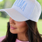 Blue Striped Mama Trucker Hat