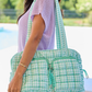Haylie Mint Gingham Quilted Weekender Bag