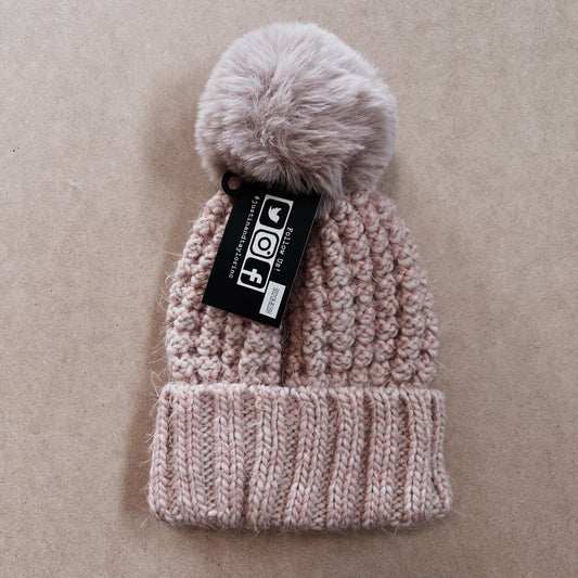 Pink Knit pom beanie